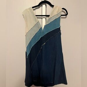 Free People Blue and Cream Layered Dress